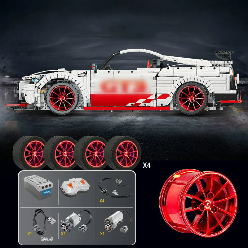 

23010 3408pcs Technical RC Racing Car With Motor Led Light Fuction Remote Control MOC-25326 Building Blocks Bricks Toys Gifts