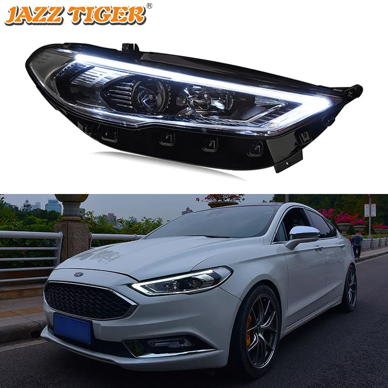 JAZZ TIGER автомобильный Стайлинг светодиодный DRL динамический сигнал поворота головная лампа в сборе светодиодный фара для Ford Mondeo Fusion