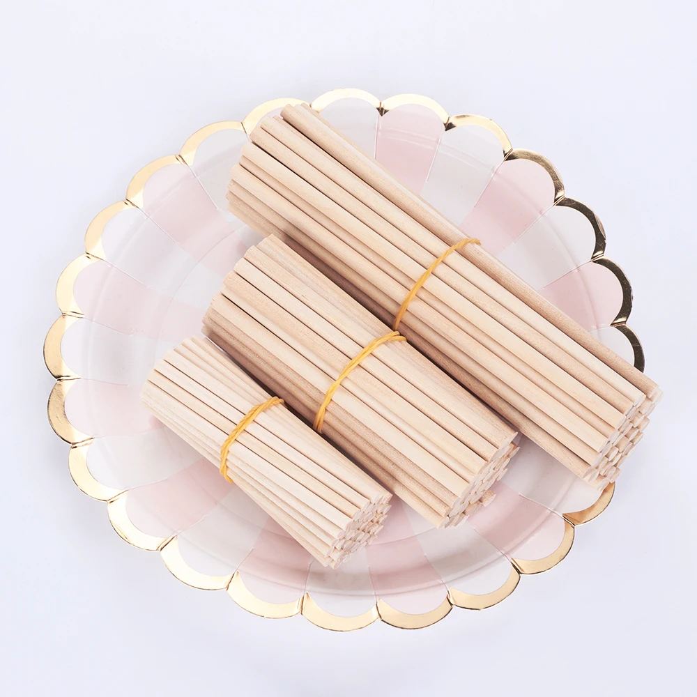 50pcs Pine Round Wooden Rods Counting Sticks Educational Toys Building Model Woodworking DIY Crafts Kids Favor Children Gifts