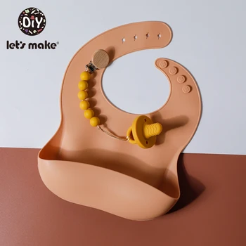 

Let'S Make 1 Set Pacifier Clips Chain Silicone Baby Bibs Teether Beech Wooden Ring Saliva Towel Pacifier Chain For Kids Product