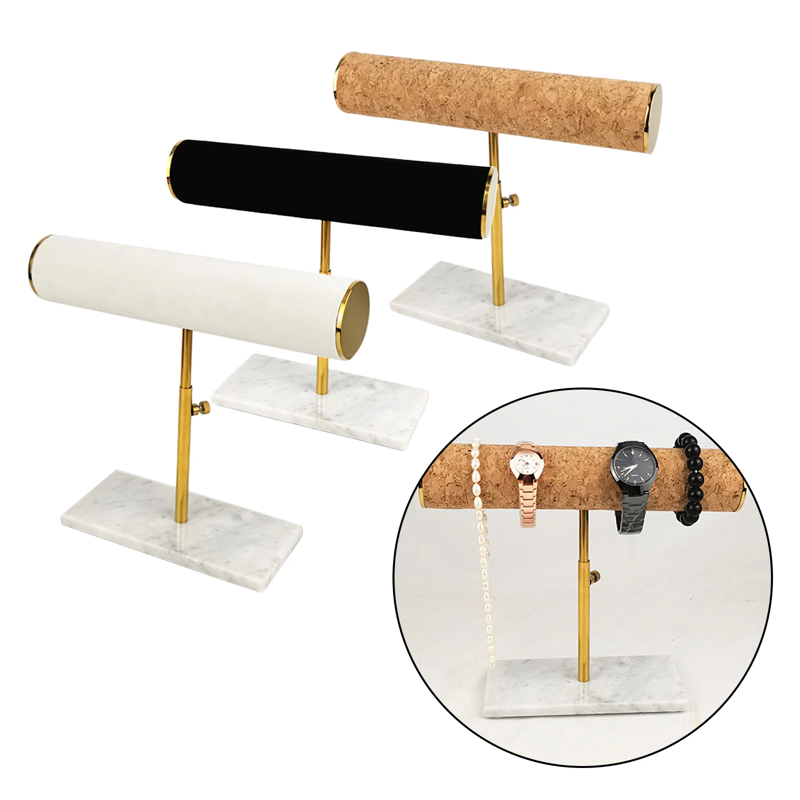 Luxury Jewelry Stand Bracelets Bangles Watch Display Holder Stand Rack Marble Base Adjustable Height Jewellery Organizer