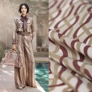 

Striped printed stretch silk fabric meter digital printing shirt dress stretch crepe de chine silk fabric wholesale silk cloth