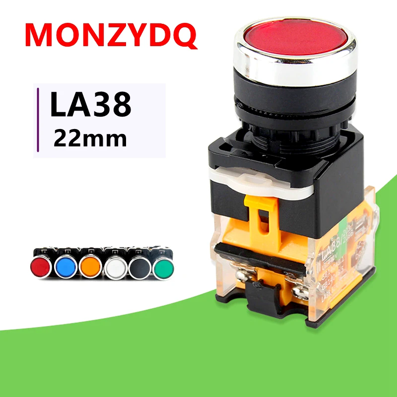 MONZYDQ 1 шт. LA38-11D/11DS кнопочный переключатель вкл/выкл Мгновенный/Блокировка Кнопка 22