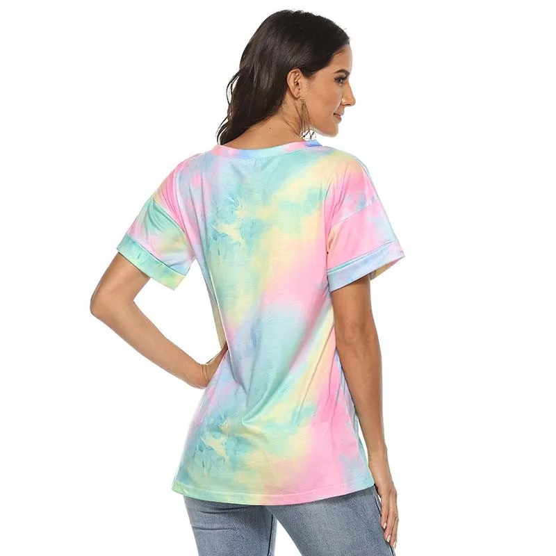 Женская футболка с коротким рукавом и V образным вырезом|Футболки| |