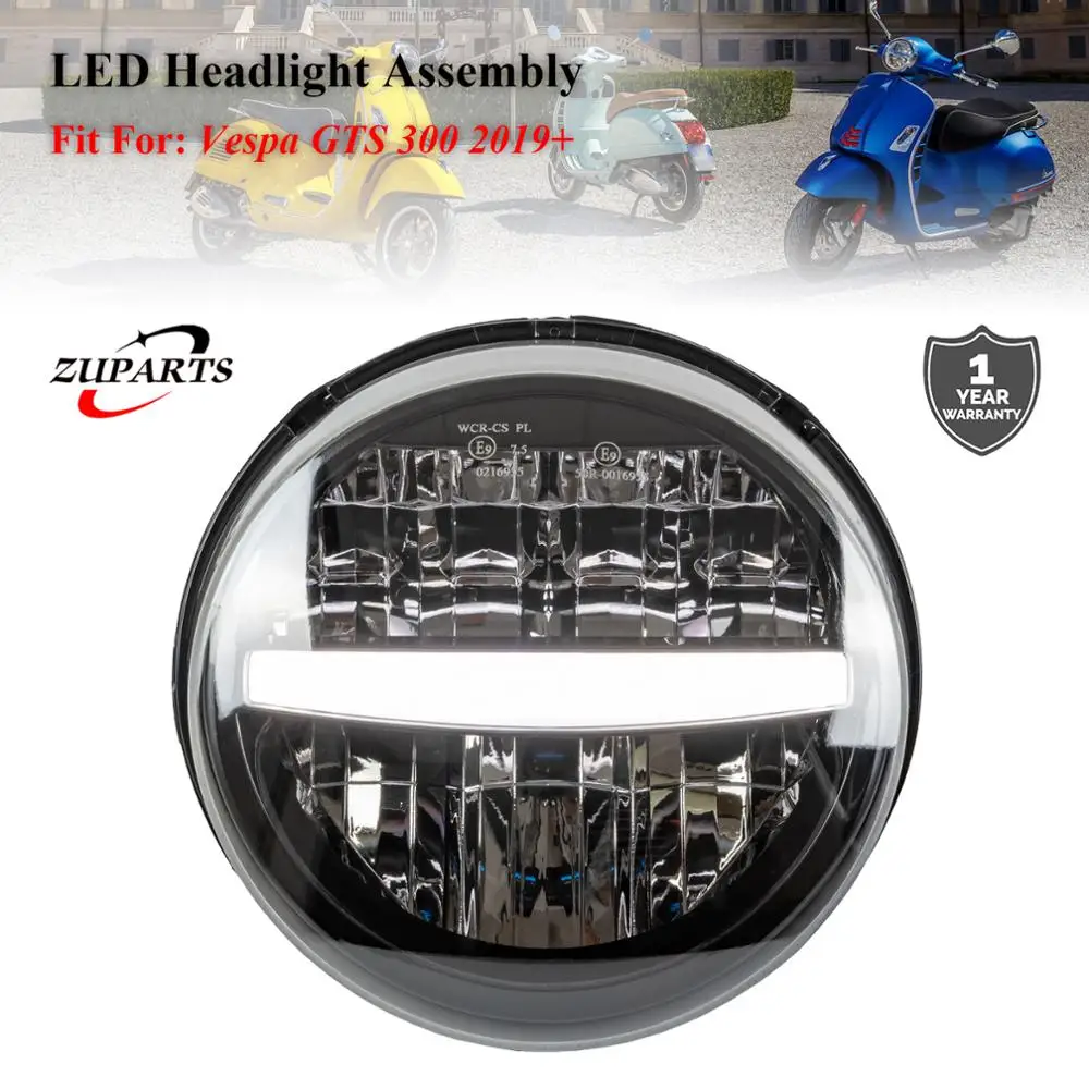 Zwart Led Koplamp Fit Voor Vespa Gts 300 Hpe Hoofd Lamp Assembly Front  Light Voor Vespa GTS300 2019 + Nieuwe mod Met Emark| | - AliExpress