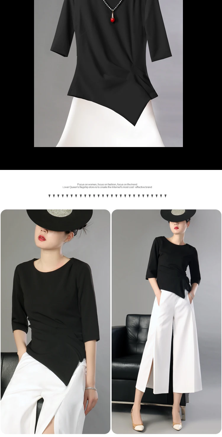 Модная новинка, модная шифоновая футболка с асимметричным Hemline для женщин, весенне-летние женские топы черного, белого и красного цвета, Vestido YG211