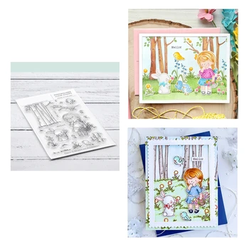 

2020 New Metal Cutting Dies and Stamps Scrapbooking For Paper Making Little Girl and Rabbit Bird Embossing Frame Card Craft Sets