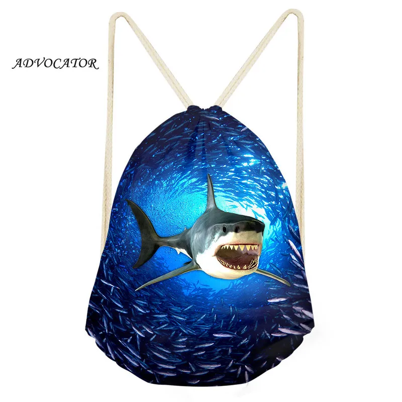 

Shark 3D Printing Man Drawstring Bag Student's String Backpack Storage Package for Custom Logo Mochilas Saco Cordon