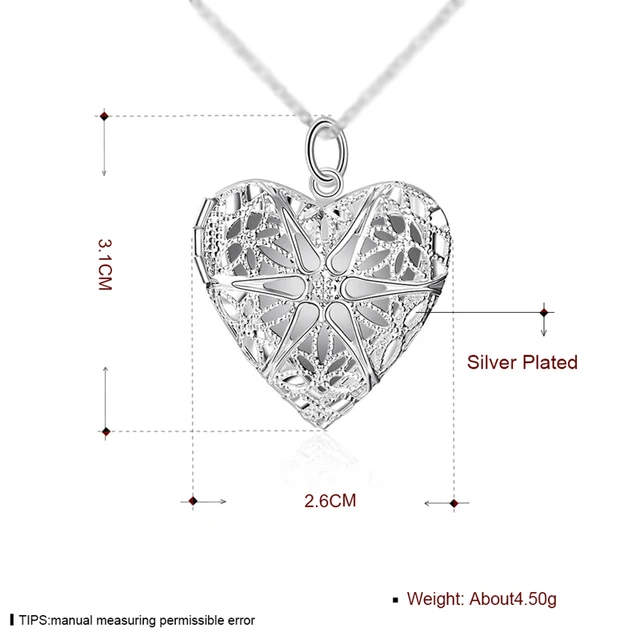 DOTEFFIL 925 Sterling Silver Photo Frame Pendant Necklace 18/20/22/24 Inch Snake Chain For Woman Charm Wedding Fashion Jewelry 6