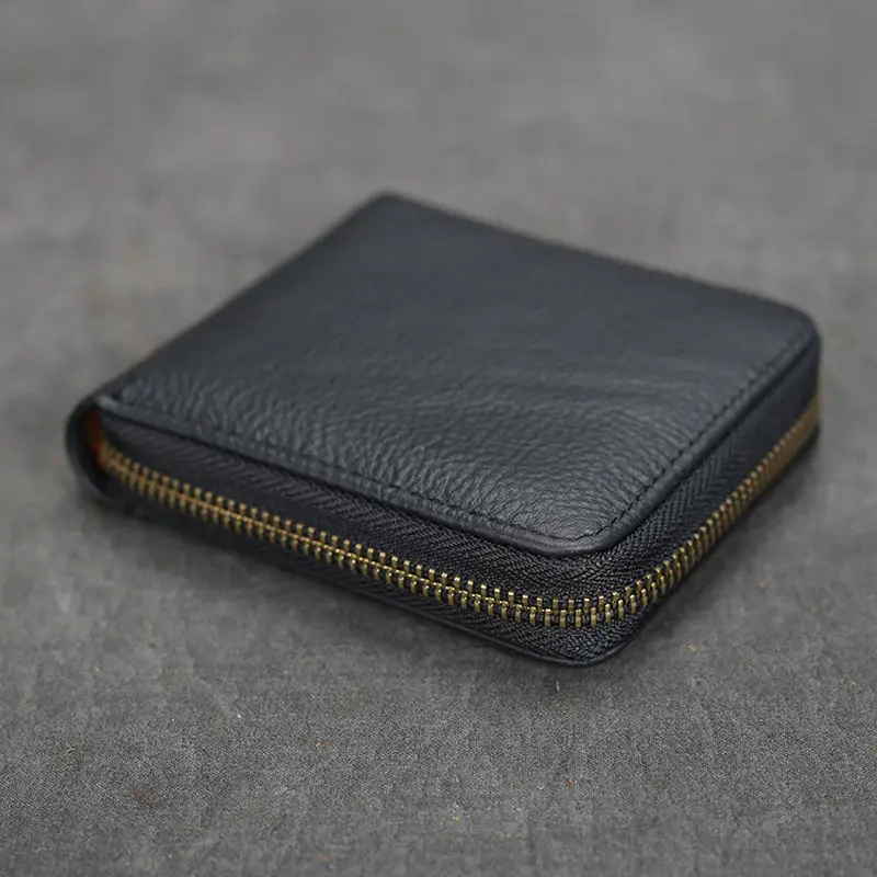 Short Organizer Wallet Man With Zipper Around Genuine Leather Male Coin Purse Crazy Horse Leather Card Holder For Boys Vintage Short Organizer Wallet Man With Zipper Around Genuine Leather Male Coin Purse Crazy Horse Leather Card Holder For Boys Vintage