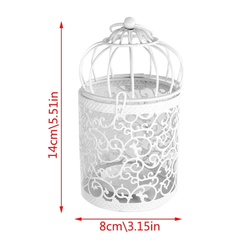 

Hollow Holder Candlestick Tealight Hanging Lantern Bird Cage Vintage Wrought New