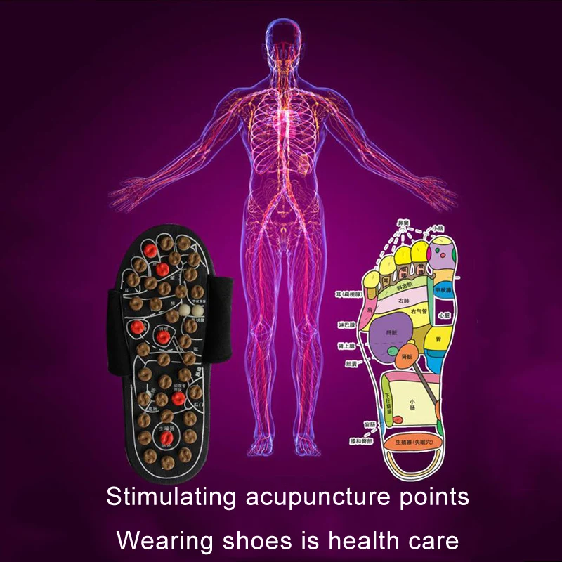 Унисекс массажные тапочки для ног лечебная Акупунктура Массажная обувь рефлекторный стресс вращающийся для акупунктурная точка Ноги расслабляющий стимулятор