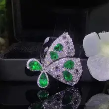 Натуральный зеленый изумруд Броши кулон S925 серебро натуральный драгоценный камень Броши Мода Грация бабочка подарок девушке ювелирные изделия