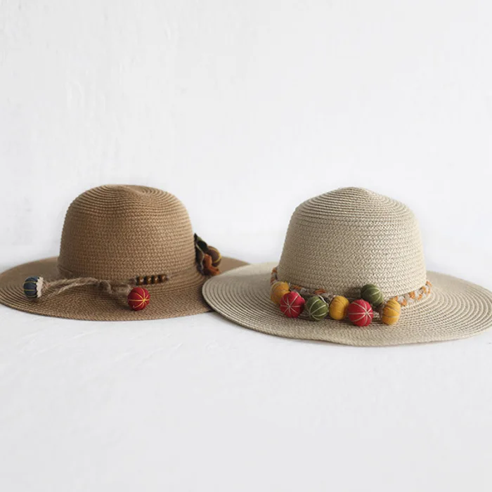 Hat Bag Set Wide Brim Straw Hats Cap Single Shoulder Bag for Kids Spring Summer Beach THJ99