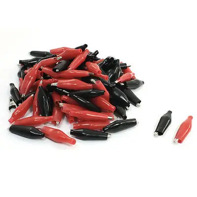 

Black Red Plastic Insulation Housing Metal Alligator Clips 50 Pairs