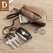 DIDE большой емкости из натуральной кожи автомобильный брелок для монет для мужчин и женщин брелок для ключей кейс на молнии сумка ключница Органайзер