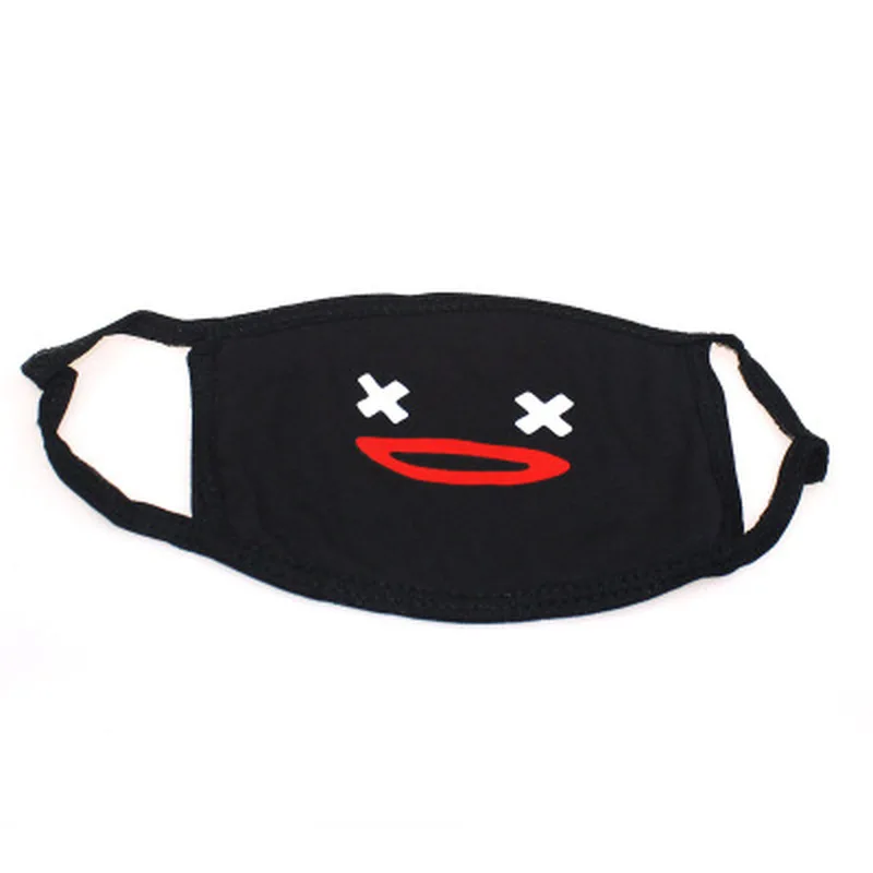 1pcs Unisex Cartoon Funny Teeth Letter Mouth Black Cotton Half Mouth Mask Anti-bacterial Dust Winter Warm Cute Masks