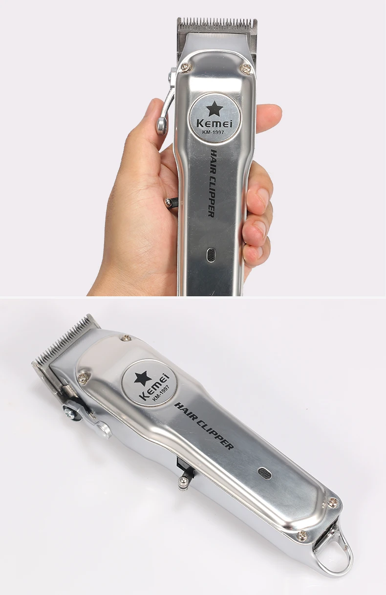 Kemei Barber Shop Rechargeable Hair Clipper Electric Hair Trimmer Professional Haircut Shaver Beard Trimmer Machine All Metal