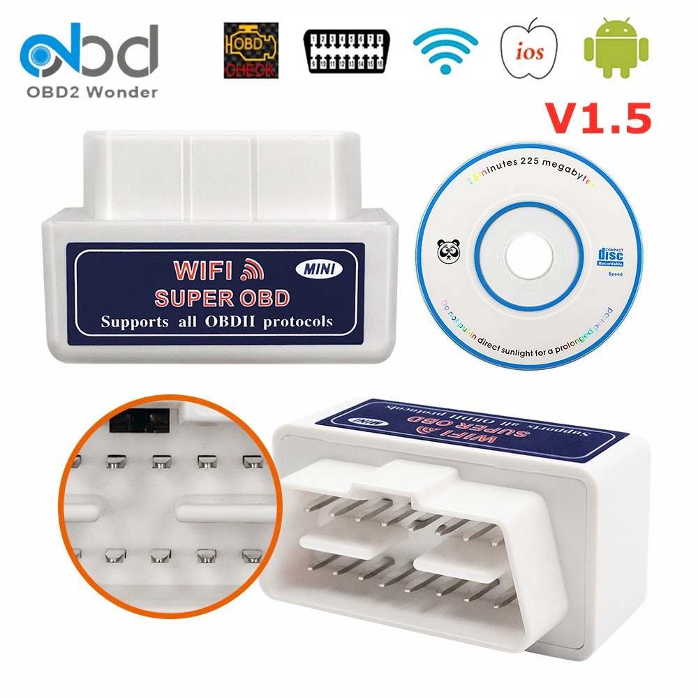 V1.5 ELM327 WIFI / Bluetooth OBD2 obd 2 сканер ELM 327 1 5 автомобильный диагностический инструмент
