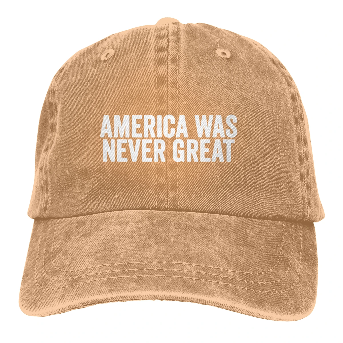 Анти-Трамп Америка никогда не был большой Casquette черный унисекс Мужские Женские джинсовые бейсболка с ремешком кепки Регулируемый Гольф папа шляпа - Цвет: Хаки