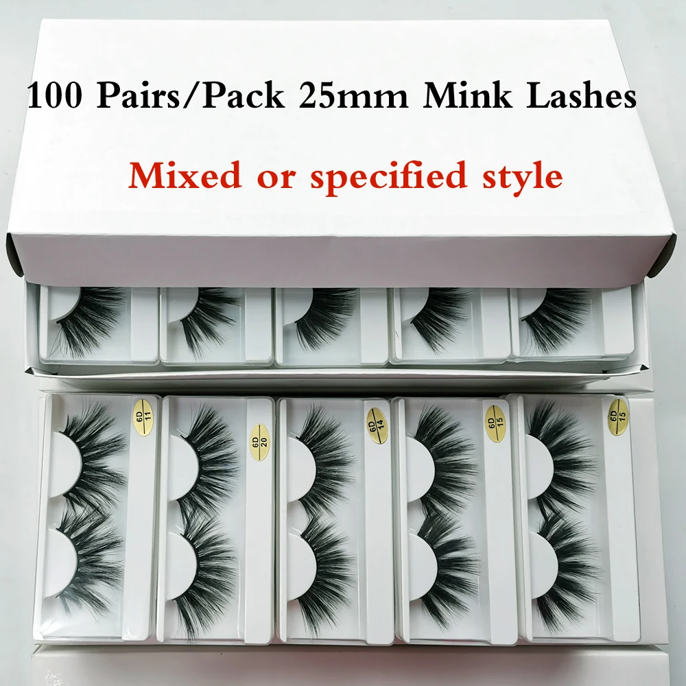 25mm Lashes Wholesale 20/30/50/100 Pairs 25 mm False Eyelashes Thick