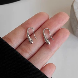 Elegant 925 Sterling Silver Water Drop Earrings - Minimalist Retro Jewelry (Silver)