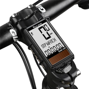 

5 Languages Solar Cell Wireless Bike Computer Auto ON/OFF Cycling Speedometer Odometer Waterproof Backlight Bicycles Stopwatch