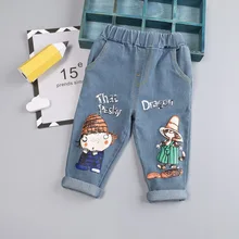 IENENS/повседневные джинсовые брюки для маленьких мальчиков осенние джинсовые штаны для маленьких девочек детские свободные длинные штаны Одежда для детей 1, 2, 3, 4 лет