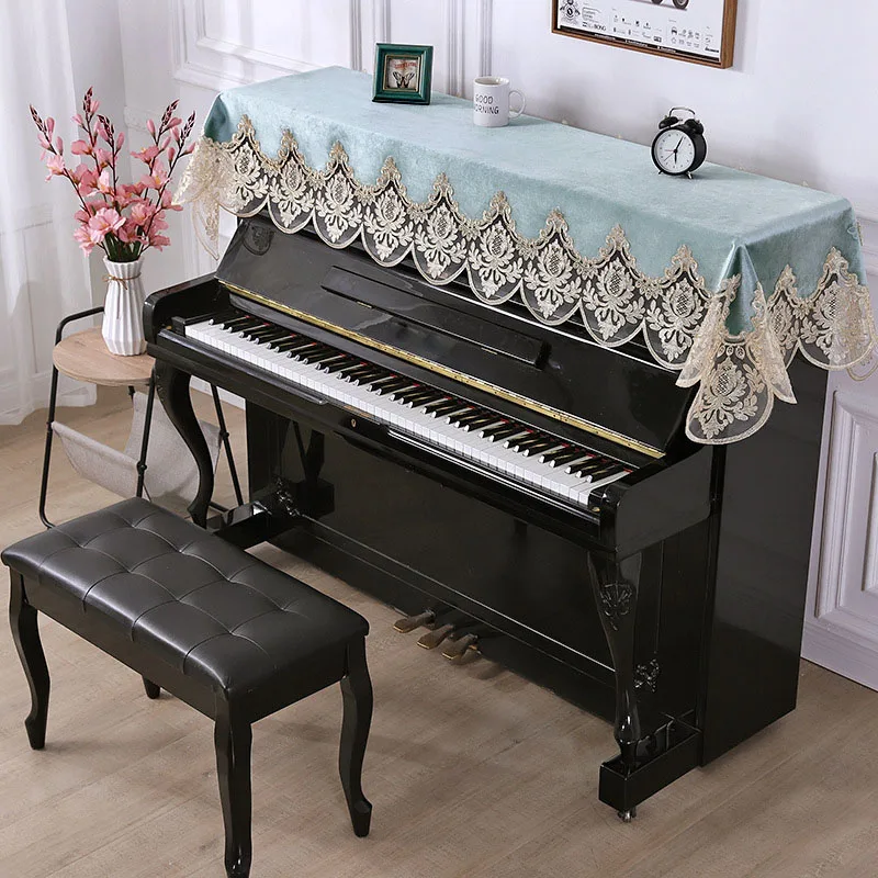 85cm*220cm European style lace piano cover embroidery cover towel half dustproof for electronic organ protective piano cover piano keyboard cover piano keyboard covers electronic piano bag