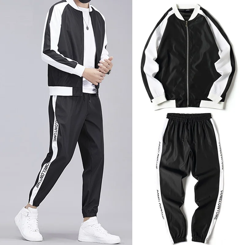 Spring New Men Casual Sets Zipper Patchwork Tracksuits 2020 Mens Hip Hop Streetwear Sporting Suit Male Jacket+Pants Loose Sets Spring New Men Casual Sets Zipper Patchwork Tracksuits 2020 Mens Hip Hop Streetwear Sporting Suit Male Jacket+Pants Loose Sets