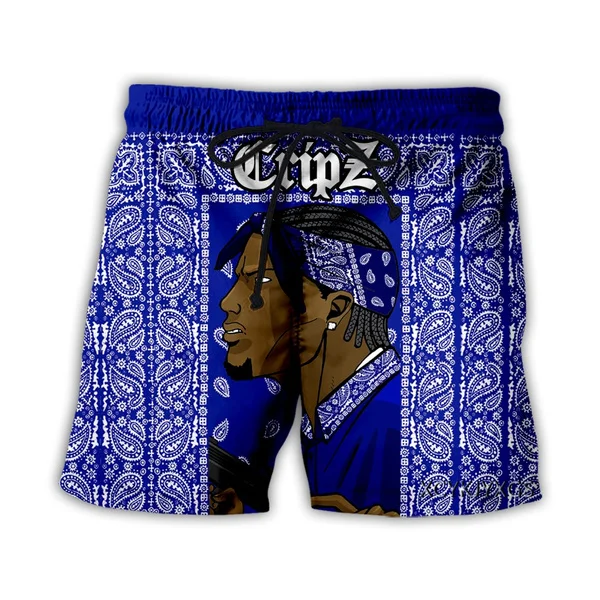 New 3D Printing Blood Gang Bandana Fashion Men Women Tracksuits Crewneck Hip Hop Shorts Plus size S-7XL 4