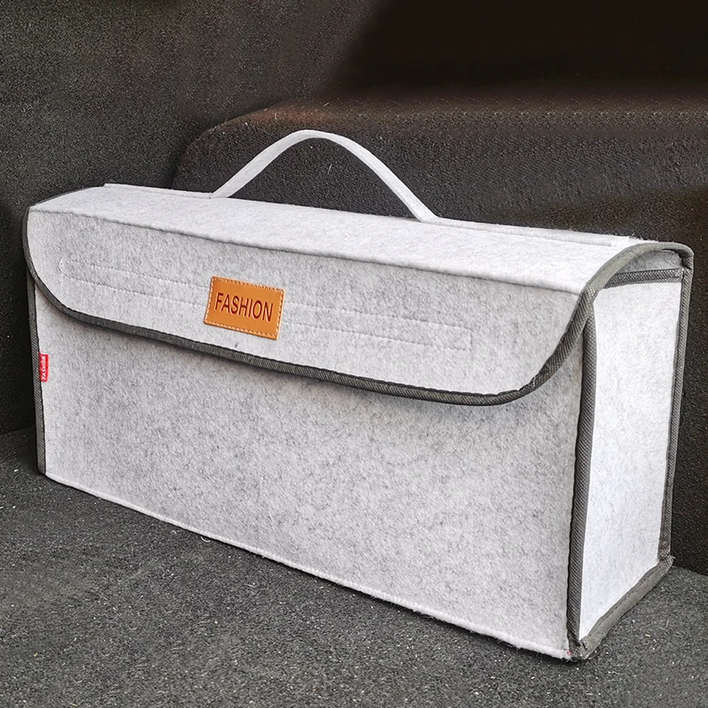 Soft Woolen Felt Car Trunk Organizer 50*17*24cm Storage Box Bag Fireproof Stowing Tidying Package Blanket Tool | Автомобили и