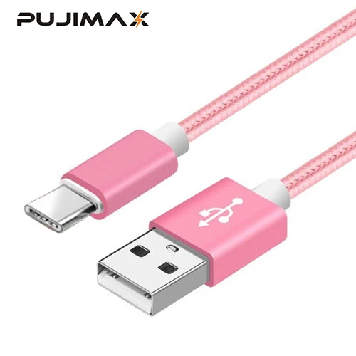 PUJIMAX USB кабель с нейлоновой оплеткой Usb Тип Кабеля C кабель для быстрой зарядки для samsung Galaxy USB кабель для Macbook Xiaomi mi 8 A1 зарядный шнур - Цвет: pink