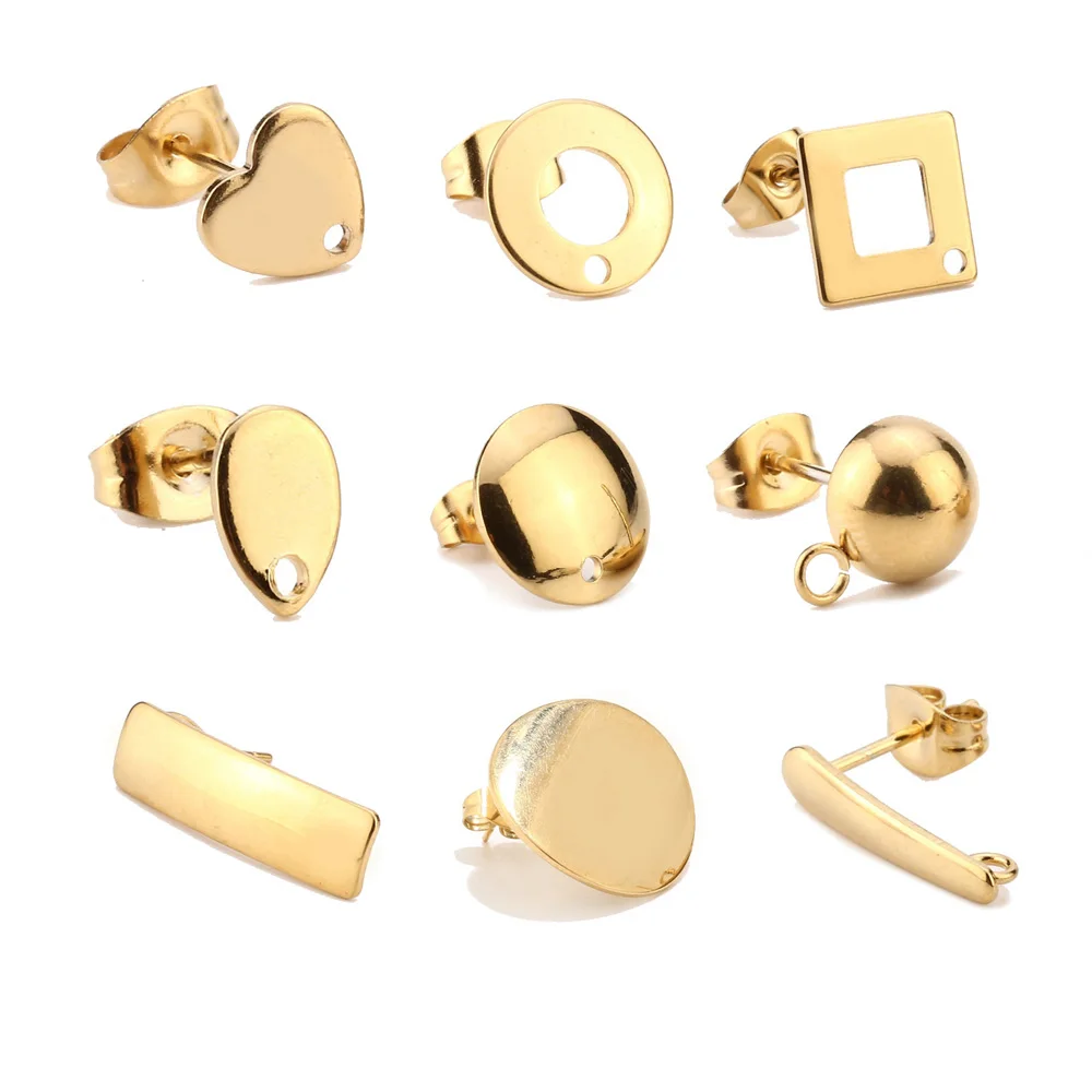 Boucles d'Oreilles en Acier Inoxydable localité, Composants de Boucles d'Oreilles avec Trou pour Bricolage, Anti-Allergie, 10 Pièces