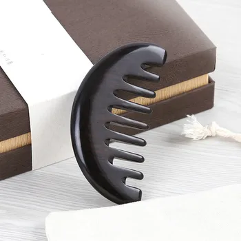 

Wooden Head Meridian Comb Natural Ebony Comb Small Portable Wide Tooth Curly Hair Massage Comb Bath Wood
