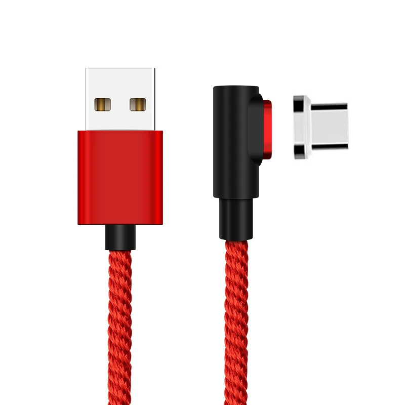 Магнитный usb-кабель 5A супер быстрая зарядка нейлоновый Плетеный для huawei mate 20 X P20 Pro Xiaomi USB-C Магнитный зарядный кабель type C - Цвет: Red