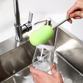 

Handheld Long Handle Cup Brush Feeding Bottle Sponge Cleaner Glass Washing Tools Household Tea Pot Kitchen Cleaning Supplies