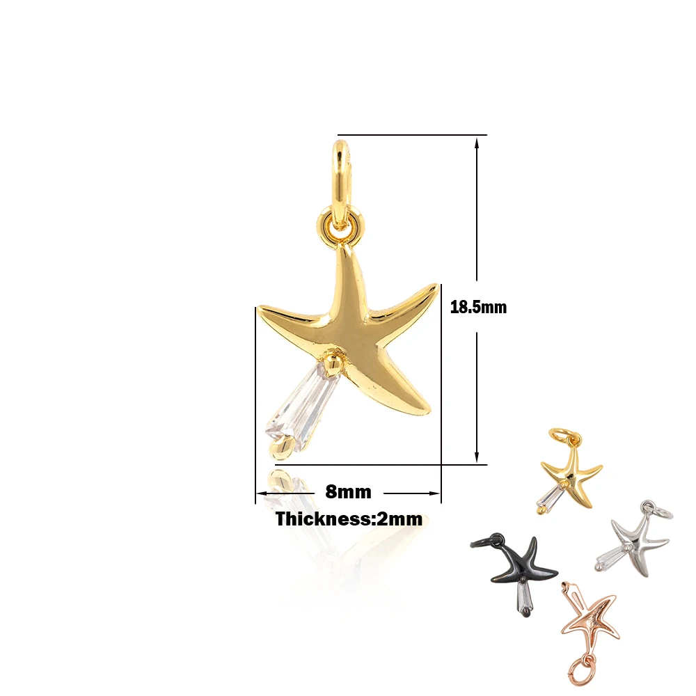 

Starfish Pendant Star Necklace Brass Zircon Marine Charisma DIY Jewelry Bracelet Earrings Making Accessories