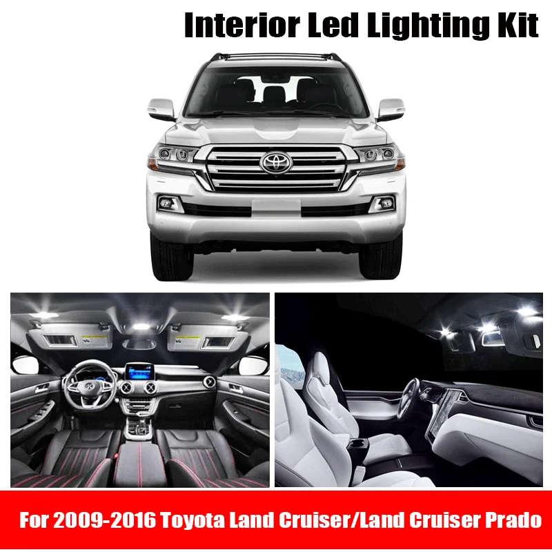 14pcs White No Error LED Light Bulbs Kit For 2009-2016 Toyota Land Cruiser/Land Cruiser Prado Interior Map Dome Door Step | Автомобили и