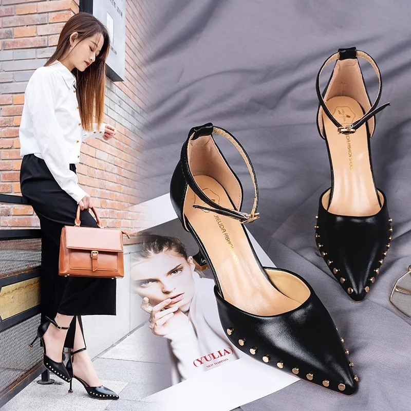 Zapatos de mujer de moda; коллекция года; de vestir; женские пикантные туфли на высоком каблуке-шпильке без шнуровки; роскошная женская обувь из искусственной кожи; вечерние туфли на высоком каблуке - Цвет: black
