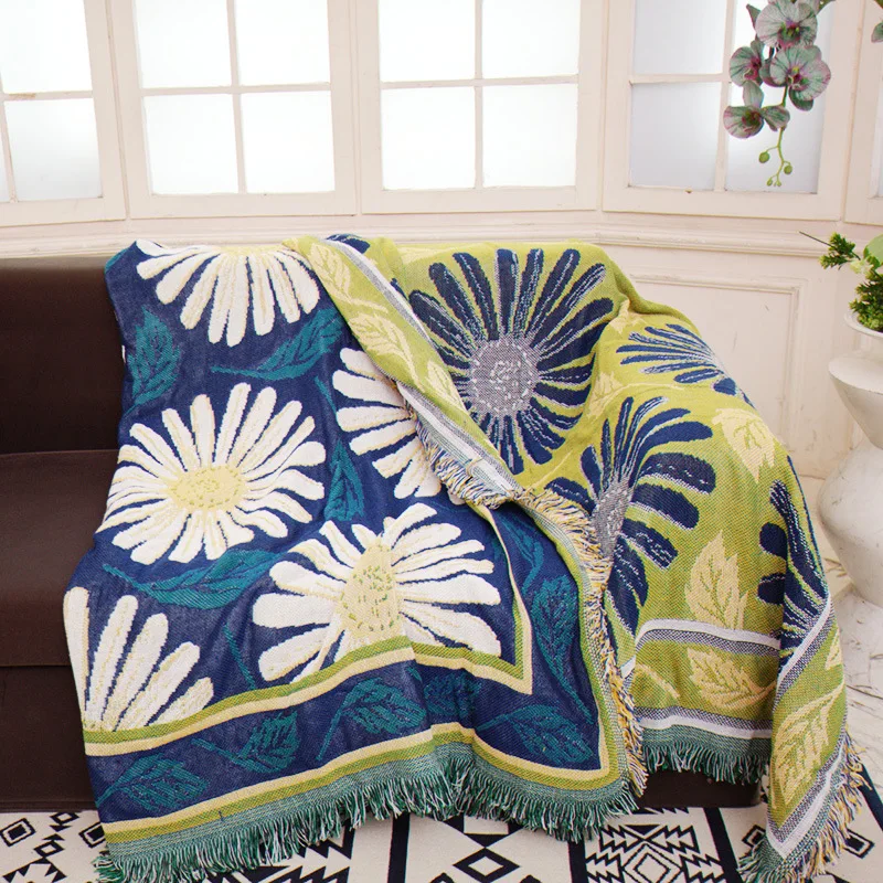 

Nordic fashion double-sided geometric knitted sofa towel cotton blanket slip-proof fabric sofa cushion fashion thread blanket