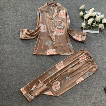 

Women's Satin Silk Pyjama Pajama Set Long Sleeve Casual Sleepwear Nightwear Comfortable Loungewear Satin 2 Piece