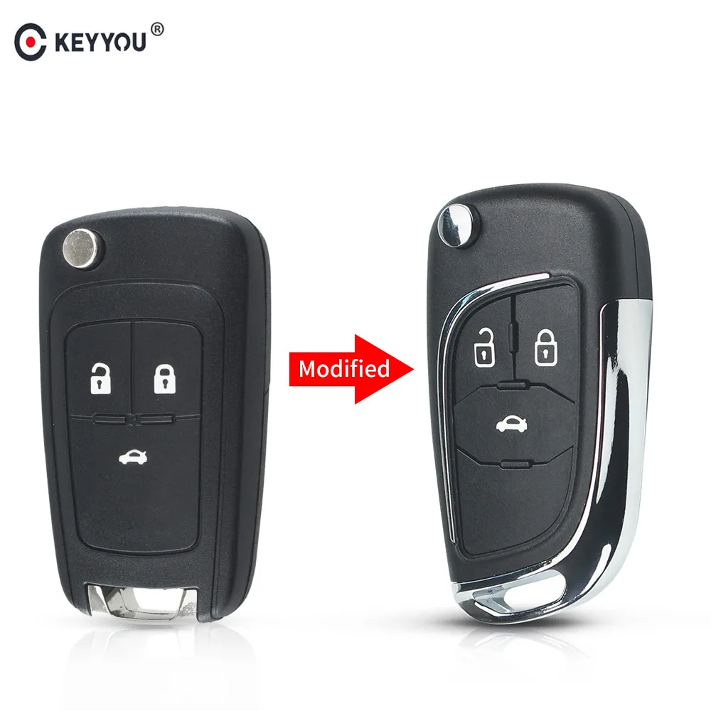 

KEYYOU Modified Filp Car Key Shell Fob Remote Case For Chevrolet Cruze Epica Lova Camaro Impala 2 3 4 5 Button HU100 Blade