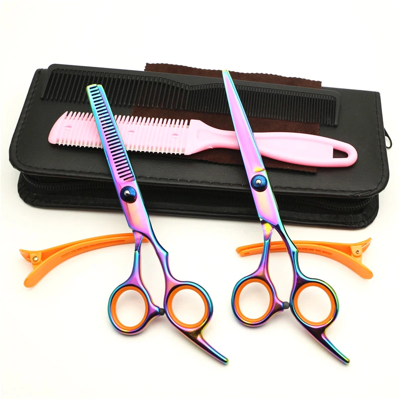 HTHL-6Inch режущий истончение инструмент парикмахерские ножницы из нержавеющей стали парикмахерские ножницы набор