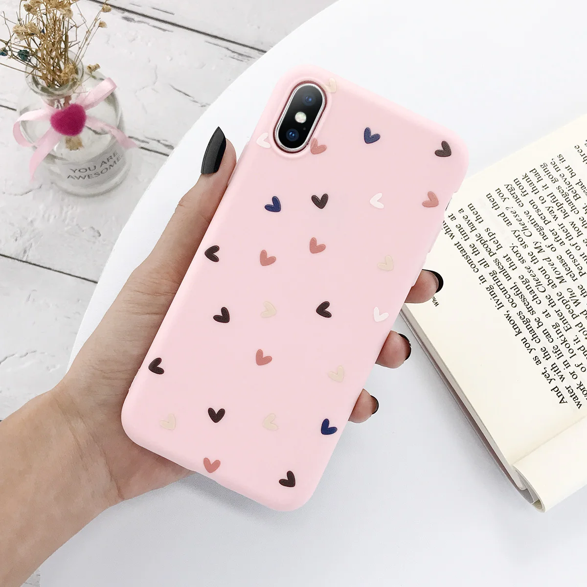 Lovebay чехол для телефона для iPhone 11 Love Heart для iPhone 7 8 6 6s Plus X XR XS Max 11 Pro 5 5S SE карамельный цвет мягкий ТПУ задняя крышка - Цвет: Pink