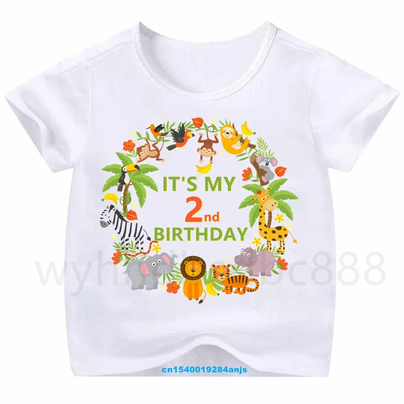 1-9 Kids Cartoon Animals Party Birthday Number Name Print T Shirt Children Animal Birthday T-shirts Boy&Girl Funny Gift Tshirt children's age t shirt	