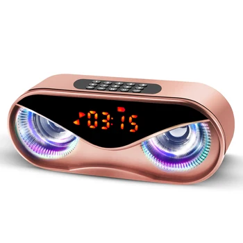 

Bluetooth Speaker Cool Owl Design LED Flash Portable Wireless Loudspeaker TF Card FM Radio Alarm Clock TV Bass Smart Display M6