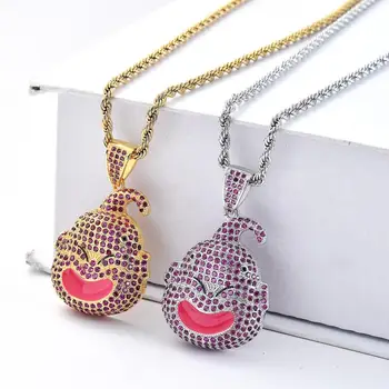 

Dragon ball figure fat buo head pendant popular logo hiphop zircon color necklace pendant