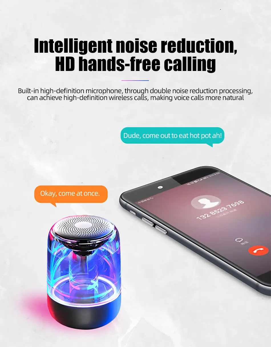 !ACCEZZ Bluetooth Speaker Portable Wireless Loudspeaker Waterproof Stereo Column Romantic Colorful LED Support TF Card with Mic (15)