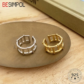 

Besimpol 925 Sterling Silver Ring French Style Minimalist Designer Hollow Adjustable Rings For Women Simple Luxury Jewelry Gift